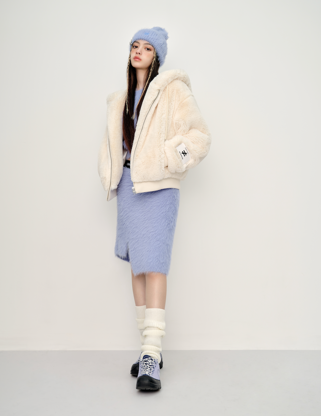HEURUEH x CANOTWAIT_ Faux Fur Hoodie Coat