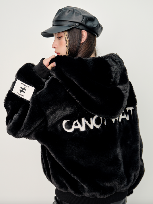HEURUEH x CANOTWAIT_ Faux Fur Hoodie Coat