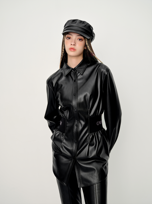HEURUEH x CANOTWAIT_ Faux Leather Shirt